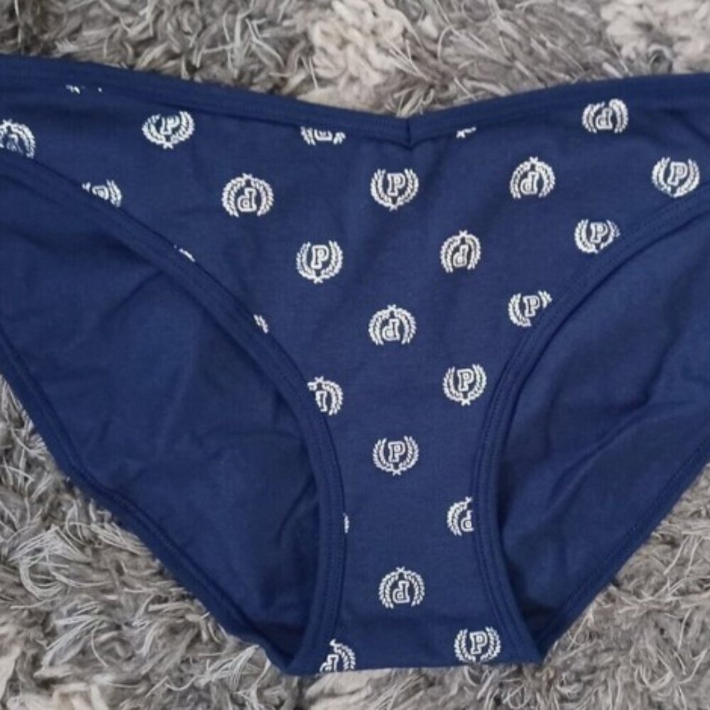 Victoria Secrets PINK Cotton Panty Navy/Silver Foil